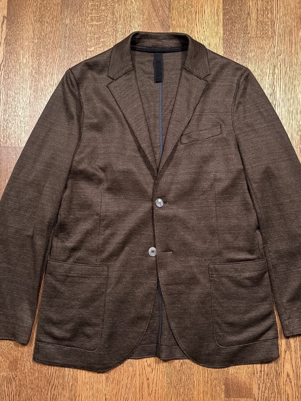 Harris Wharf London Linen Cotton Unstructured Raw Hem Pique Blazer Mens 48